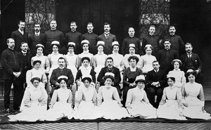 view St. Marylebone Work house Staff, including Basil Hood, 1909