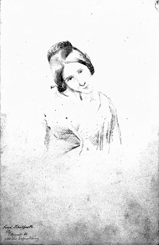 Pencil drawing of lady, a patient of H.W. Berend