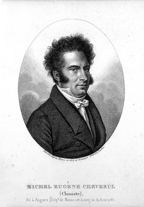 Michel Eugène Chevreul. Stipple engraving by A. Tardieu, 1825, after himself.