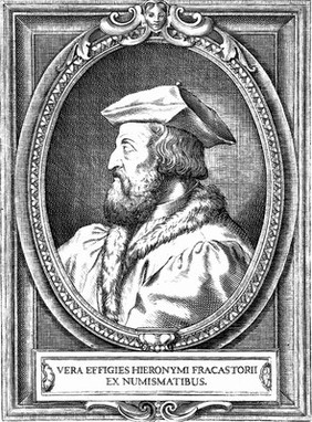 Hieronymus Fracastorius. Line engraving by F.C., 1739.