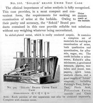 The evolution of urine analysis : an historical sketch of the clinical examination of urine lecture memoranda, South African Medical Congress, Johannesburg, 1912.