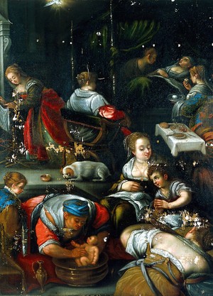 view Painting of the birth of the Virgin