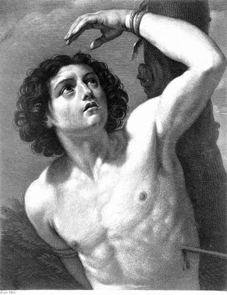 Saint Sebastian. Engraving by F. Gregori, 1756, after G. Reni.