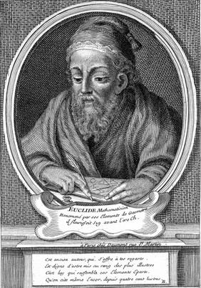 Portrait of Euclid, in oval cartouche on pedestal