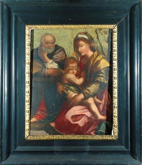 The holy family. Oil painting after Andrea d'Agnolo, called Andrea del Sarto.