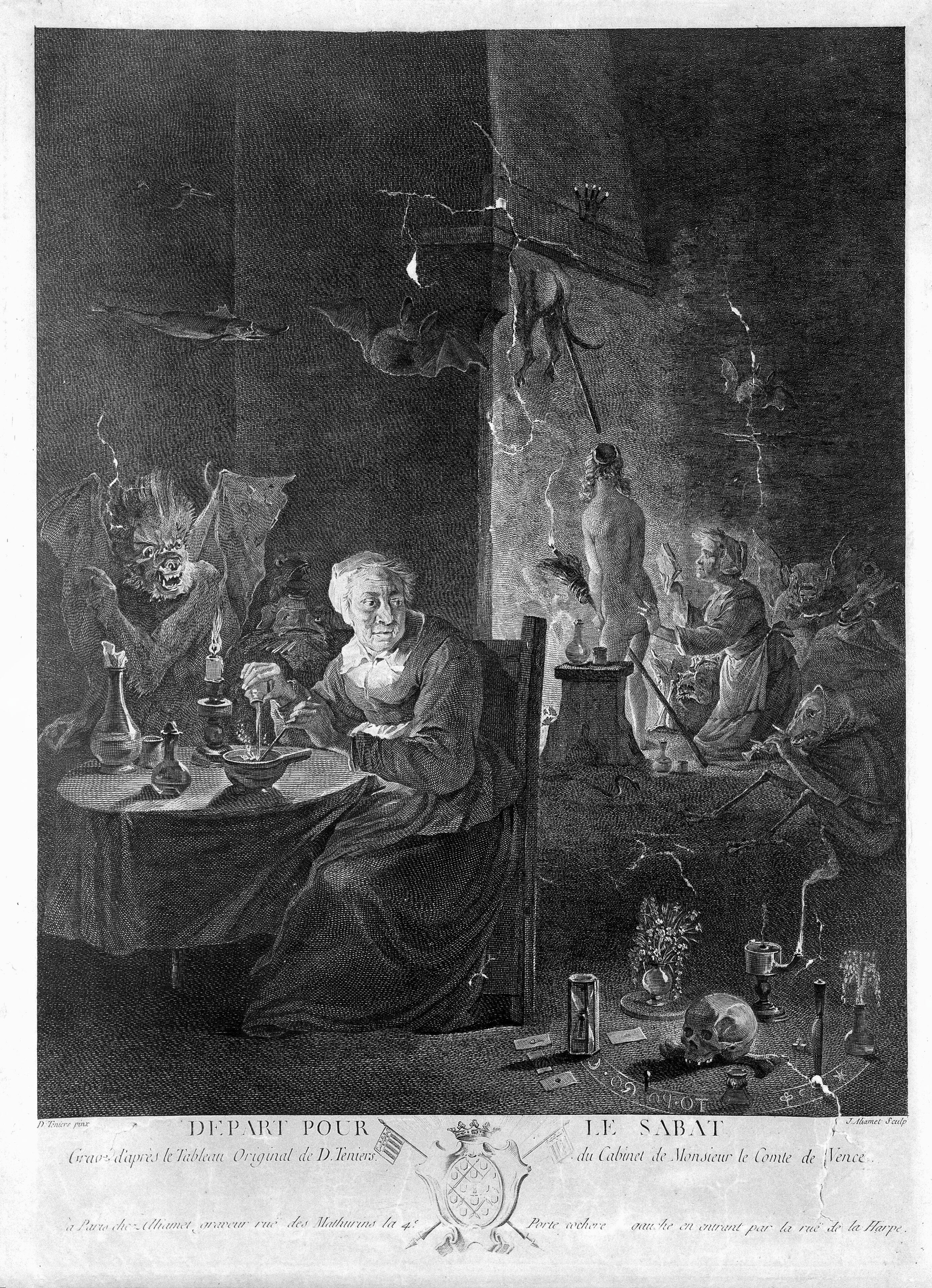 Preparation For The Witches Sabbath Engraved By J Aliamet An 18th Century Engraver 1726 1788 After D Teniers The Younger 17th Century Painter 1610 1690 Wellcome Collection