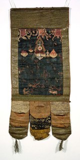 Attributes of Mahākāla in a "rgyan tshogs" banner. Distemper painting by a Tibetan painter.