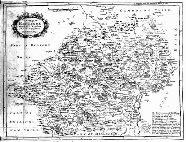 The historical antiquities of Hertfordshire. With the original of counties, hundreds or wapentakes and hamlets; the foundation and origin of monasteries, churches, and vicarages; the several honors, mannors, and parks of the nobility and gentry; and the succession of the lords each. Faithfully collected from public records, ancient manuscripts and other select authorities / Together with an exact transcript of Domesday-book, so far as concerns this shire, and the translation thereof in English. To which are added, the epitaphs and memorable inscriptions in all the parishes.