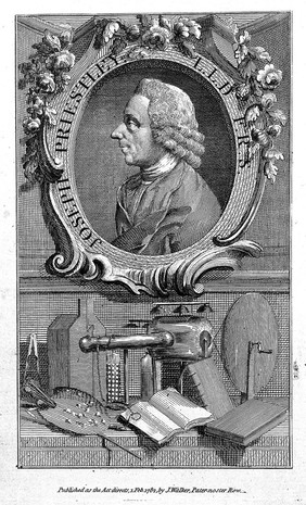 Joseph Priestley. Line engraving, 1782.