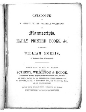 view W. Morris's book collection sale catalogue, 1898; Sotheby's
