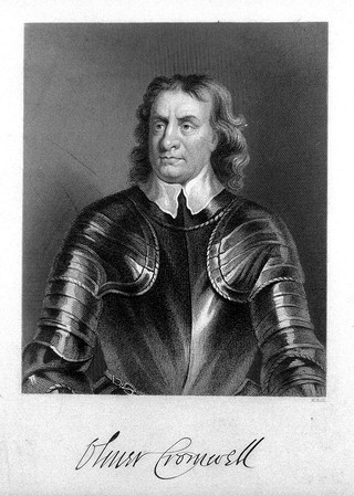 Engraving: portrait of O. Cromwell, by W. Holl