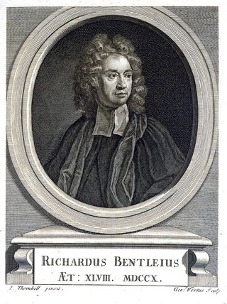 Richard Bentley D.D., F.R.S. Line engraving by G. Vertue after Sir J. Thornhill.