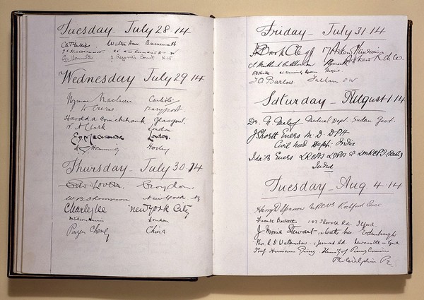 Wellcome Historical Medical Museum's visitors book, 1914