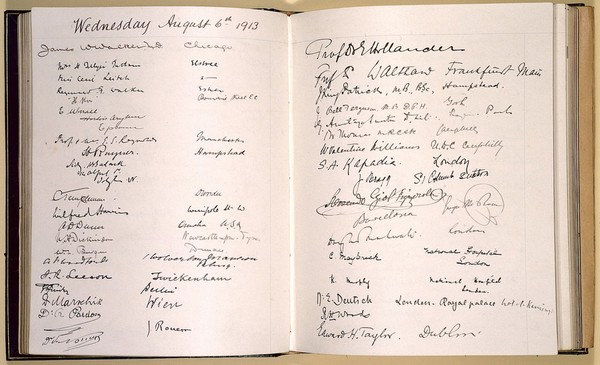 Wellcome Historical Medical Museum's visitors book, 1913