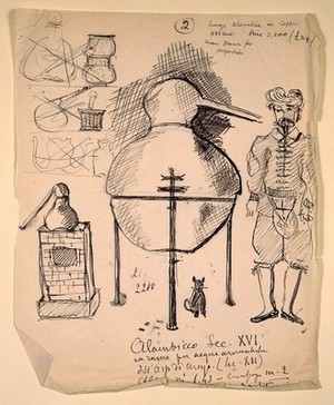 view Johnston-Saint's sketches of objects offered in Rome.