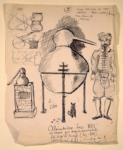 Johnston-Saint's sketches of objects offered in Rome.