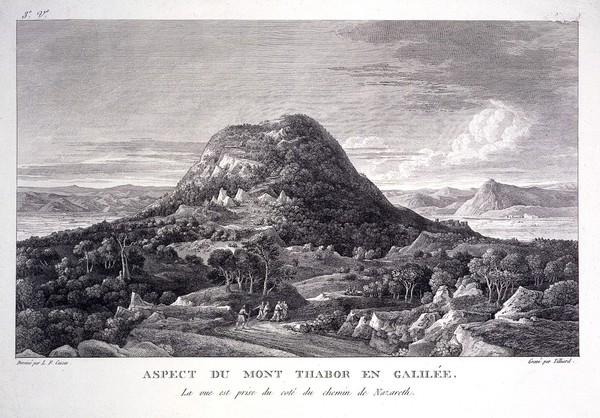 Mount Tabor, Israel. Engraving by J.B. Tilliard after L.F. Cassas.