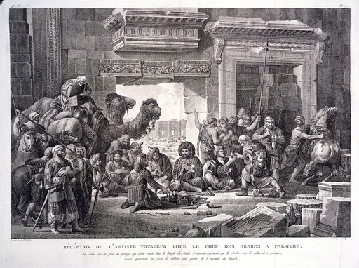 Cassas, received by an Arab chief in the temple of Bel