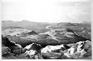 view Xanthus, Lycia, a view of the plain. Lithograph by George Scharf junior, 1847.