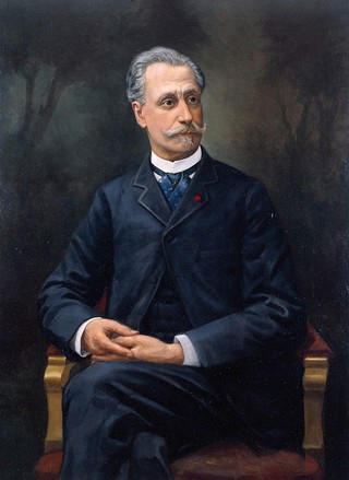 Albert Nachet, microscopist. Oil painting by Harry Herman Salomon after a photograph.