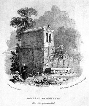 view Lithograph: tombs at Pamphylia