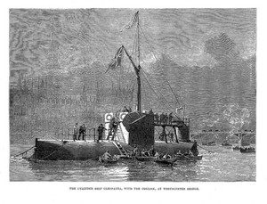 view 'Cylindar ship Cleopatra at Westminster Bridge'