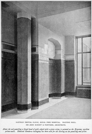 view Eastman Dental Hospital, London: the waiting room. Process print, 1926.