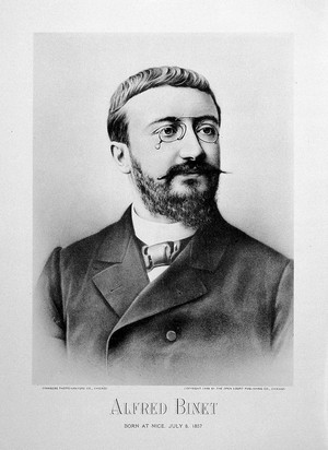 view Alfred Binet. Photogravure by Synnberg Photo-gravure Co., 1898.