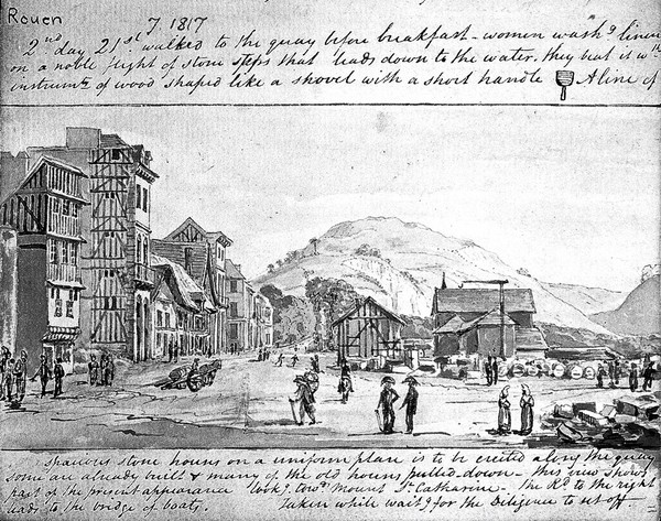 Quayside at Rouen, sketched by Joseph Lister