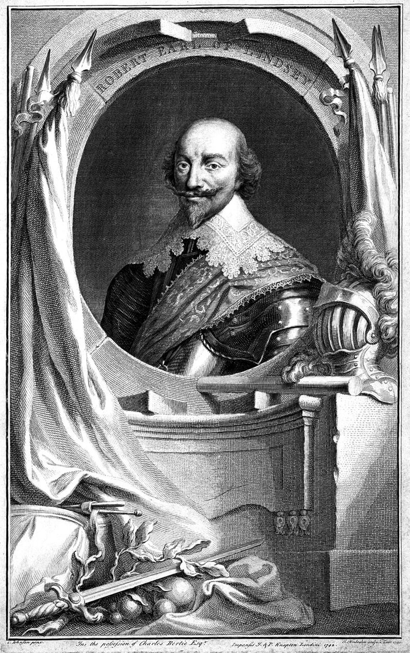 Robert Bertie, 1st Earl of Lindsey (1582-1642). Engraving by Jacobus Houbraken, 1742, after Cornelis Johnson., 1742, by Cornelis Janssens van Ceulen