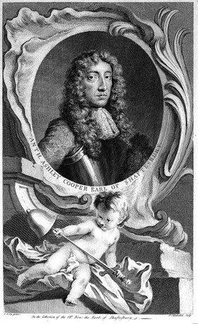 Anthony Ashley Cooper, 1st Earl of Shaftesbury (1621-1683). Engraving by Jacobus Houbraken, 1743/1751, after a painting attributed to Sir Peter Lely.