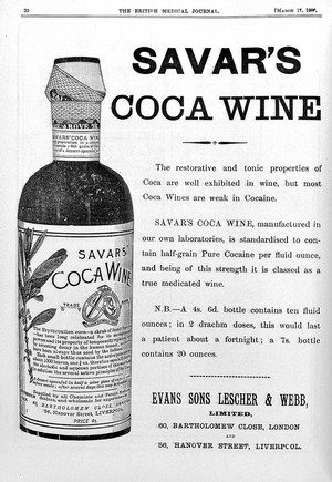 view Advertisement for 'Savar's Coca Wine'