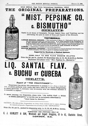 view Advertisement for various digestive medicines.