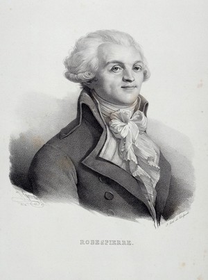 view Maximilien-Marie-Isidore de Robespierre. Lithograph by H. Grévedon, 1824.