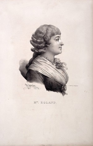 view Marie-Jeanne Philipon, Madame Roland (1754-1793) Lithograph by H. Grévedon, 1825.