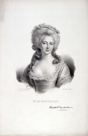 Charlotte-Jeanne Béraud de la Haie de Riou, Marquise de Montesson. Lithograph by Zéphirin-Félix-Jean-Marius Belliard, 1830.