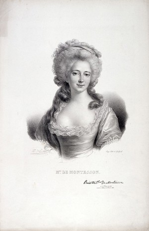 view Charlotte-Jeanne Béraud de la Haie de Riou, Marquise de Montesson. Lithograph by Zéphirin-Félix-Jean-Marius Belliard, 1830.