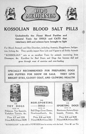 Kossolian blood salt pills for dogs.