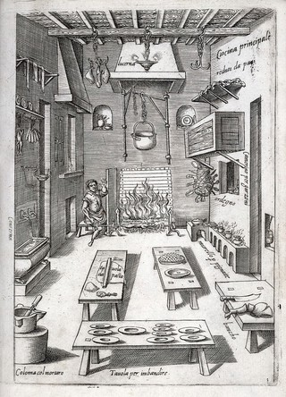 Opera ... divisa in sei libri. Nel primo si contiene il ragionamento che fa l'Autore con Gio[vanni] suo discepolo. Nel secondo si tratta di diverse vivande di carne ... Nel terzo si parla ... de pesci. Nel quarto si mostrano le liste del presentar le vivande in tavola ... Nel quinto si contiene l'ordine di far diverse sorti di paste ... Nel sesto ... si ragiona de' convalescenti, et molte altre sorti di vivande per gli infermi. Con il discorso funerale che fu fatto nelle essequie di Papa Paulo III. Con le figure che fanno bisogna nella cucina, et alli Reverendissimi nel Conclave / [Bartolomeo Scappi].