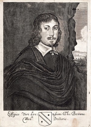 view Sir Thomas Browne. Engraving attributed to T. Cross, 1669.