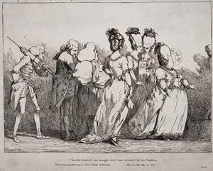 view Elizabeth Chudleigh, Duchess of Kingston, attending her trial for bigamy. Etching by John Hamilton Mortimer, 1776.