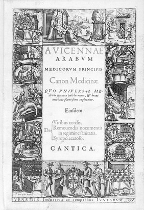 Arabum medicorum principis / Avicennae ; [Canon medicinae.] Ex Gerardi Cremonensis versione et Andreae Alpagi Bellumensis castigatione. À Joanne Costaeo et Joanne Paulo Mongio annotationibus iampridem illustratus. Nunc vero ab eodem Costaeo recognitus, et novis alicubi observationibus adauctus ... vita ostaeo & Joanne Paulo Mongio annotationibus iampridem illustratus ... Vita ipsius Avicennae ex Sorsano Arabe eius Discipulo, à Nicolao Massa latine scripta, et figuris quibusdam ex priori nostra editione sumptis. Additis nuper etiam liborum Canonis oeconomiis, necnon tabulis isagogicis in universam medicinam ex Arte Humain, idest Joannitii Arabis. Per Fabium Paulinum Utinensem.