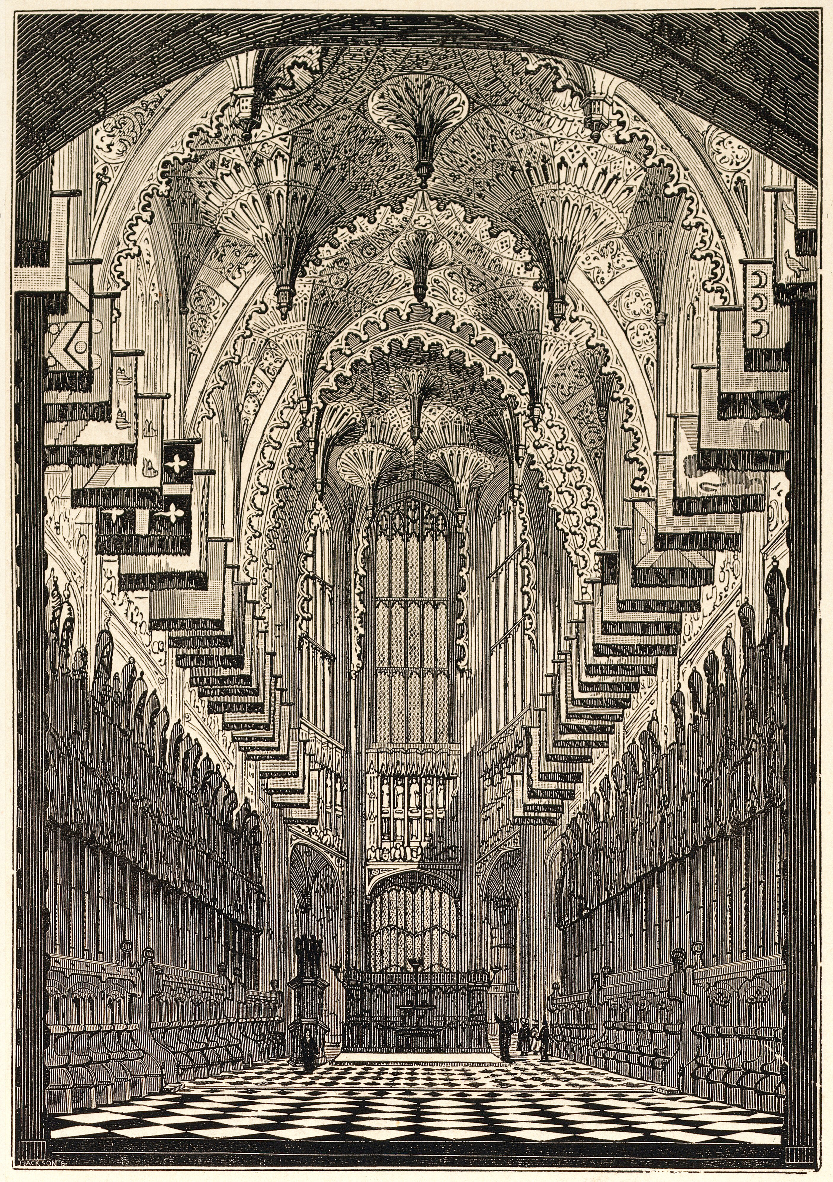 Westminster Abbey: interior of Henry VII's chapel. Wood engraving ...