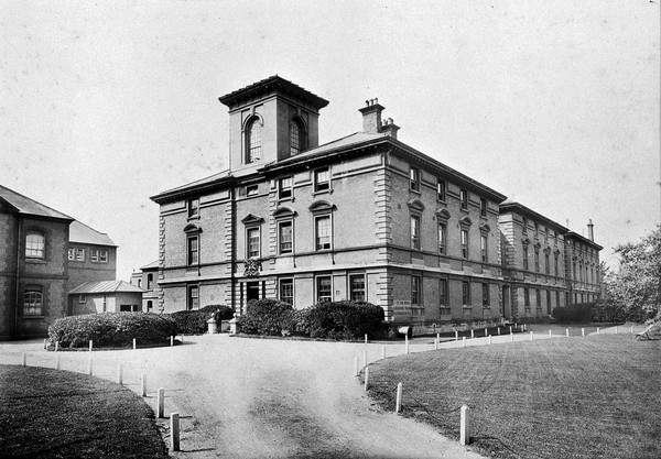 Royal Portsmouth Hospital: exterior. Photograph, 1902.