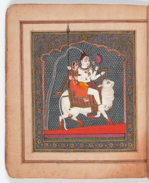 view Shiva and Parvati riding on Nandi