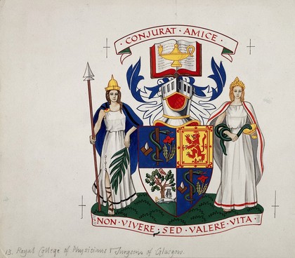 Acheivement of arms, by Heather Childs; c. 1970