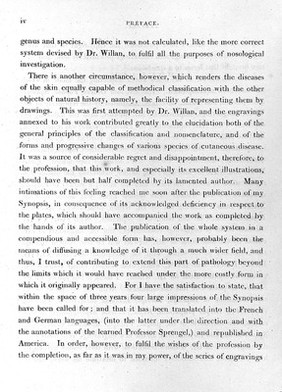 Delineations of cutaneous diseases: exhibiting the characteristic appearances of the principal genera and species comprised in the classification of the late Dr. Willan; and completing the series of engravings begun by that author / [Thomas Bateman].