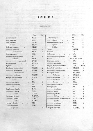 Delineations of cutaneous diseases: exhibiting the characteristic appearances of the principal genera and species comprised in the classification of the late Dr. Willan; and completing the series of engravings begun by that author / [Thomas Bateman].