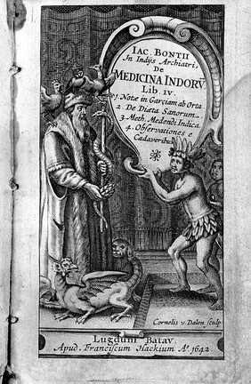 De medicina Indorum libri IV. 1. Notae in Garciam ab Orta. 2. De diaeta sanorum. 3. Meth[odus] medendi Indica. 4. Observationes e cadaveribus / [Jacob Bontius].
