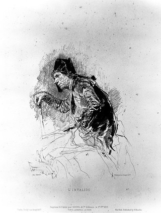 A veteran French soldier or sailor. Photogravure by Goupil & Cie., 1873, after M. Fortuny y Marsal, 1869.